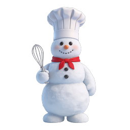 Cute Chef Snowman Icon - Winter Holiday Baking Character
