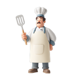 Clay-Style Chef Character with Spatula Icon