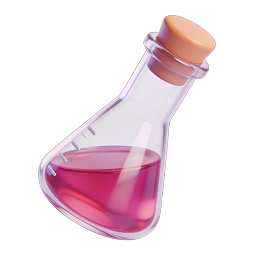 3D Chemistry Flask Icon - Pink Liquid Erlenmeyer