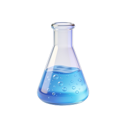 3D Blue Chemistry Flask Icon - Lab Equipment PNG
