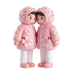 Cherry Blossom Duo - Cute Pink Couple Icon