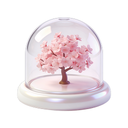 Cherry Blossom Tree in Glass Dome - Elegant 3D Icon