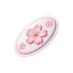 Icona ovale di ciliegio rosa - Design Sakura 3D