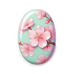 Pink Cherry Blossom Holographic Oval Sticker