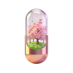 Cherry Blossom Capsule Terrarium 3D Icon