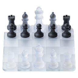 Realistic 3D Chess Board with Glass Pieces Icon