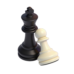 3D Chess King and Pawn Icon | Strategy Game Symbol