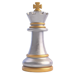 Chess King Piece - Realistic 3D Silver and Gold Icon