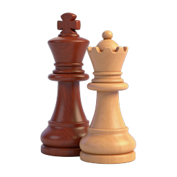 Chess King and Queen Pieces Icon - Realistic 3D