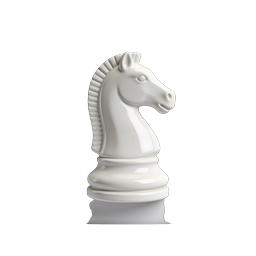 Ícone 3D de Cavalo de Xadrez Branco para Apps de Jogos