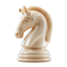 Chess Knight Piece 3D Icon - Glossy Ivory Board Game