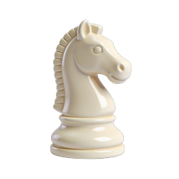Chess Knight 3D Icon - Glossy Cream Board Game Piece
