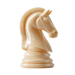 Realistic Chess Knight Icon - 3D Glossy Game Piece