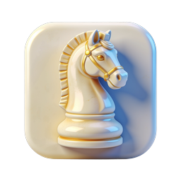 3D-Schachspringer-Icon - Premium-Marmor-Design