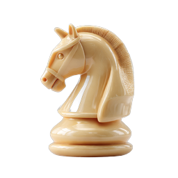 Realistic 3D Chess Knight Piece Icon | Beige Ceramic Style
