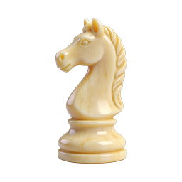 Icona cavallo degli scacchi – render 3D classico in avorio