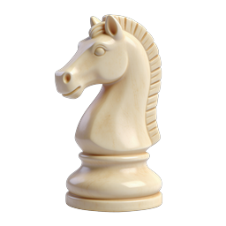 Chess Knight Piece Icon | Realistic 3D Ivory Chess Figure