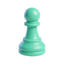 3D Teal Chess Pawn Icon | Clay Style Game Piece