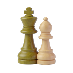Chess King and Bishop Pieces - 3D Wooden Icon
