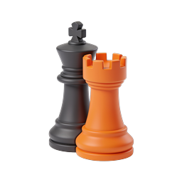 Chess Pieces Icon - King and Rook 3D Render