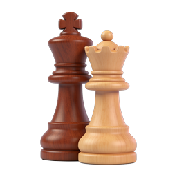 Wooden Chess King and Queen Pieces Icon - Classic Staunton Design