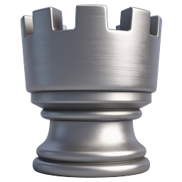 Ícone de Torre de Xadrez Metálica | Peça de Jogo 3D Realista