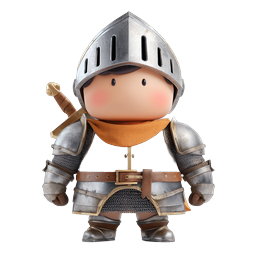 Adorable Chibi Knight Character Icon - Medieval Armor
