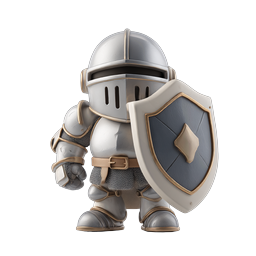 Chibi Knight Warrior with Shield - 3D Fantasy Character Icon