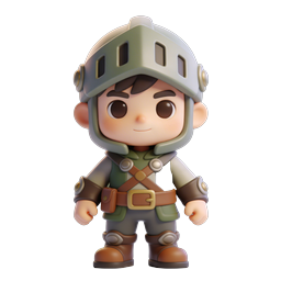 Chibi Knight Warrior Character Icon - Clay 3D Style