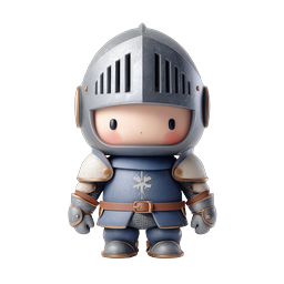 愛らしいちび騎士戦士の3Dキャラクターアイコン