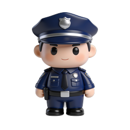 Icono de policía chibi 3D | personaje de las fuerzas del orden tierno