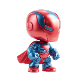 Chibi Superhero Icon - 3D Metallic Hero Figure