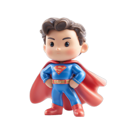 Cute Chibi Superman Character Icon - 3D Superhero