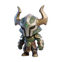 Chibi Horned Warrior Knight Character Icon | 3D Game Asset