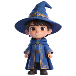 Chibi Wizard Character - Cute 3D Mage Icon