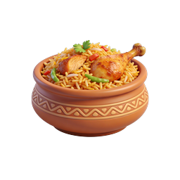 Chicken Biryani Clay Pot Icon - Indian Cuisine 3D