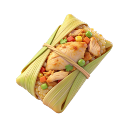 チキンライスラップアイコン - 3D アジア料理イラストレーション