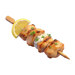 3D-иконка шашлыка из курицы с лимоном и травами