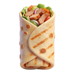3D Chicken Wrap Icon - Fresh Tortilla Roll-Up