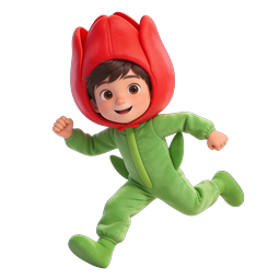 Child in Dinosaur Costume 3D Icon - Cute Running Character