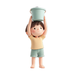 Cute Child Holding Bucket - 3D Clay Style Icon