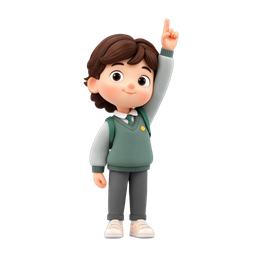 Playful Child Raising Hand Icon for Education