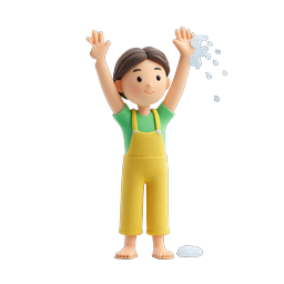 Happy Child Splashing Water 3D Character Icon