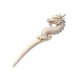 Chinese Dragon Hairpin Icon - 3D Clay Render