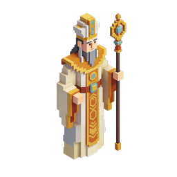 Chinese Emperor Sage Pixel Art Isometric Icon