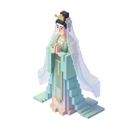 Chinese Goddess Prayer Voxel Icon - Isometric 3D
