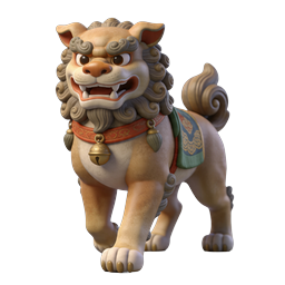 Chinese Guardian Lion 3D Icon - Traditional Foo Dog