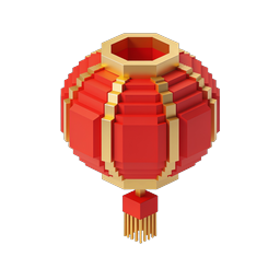 Chinese Lantern Icon - Red & Gold 3D Festival Design