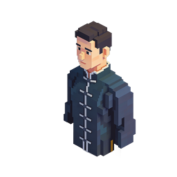 3D Voxel Chinese Man Character Icon | Tang Suit Design
