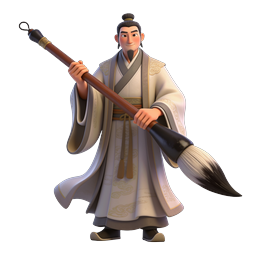 Chinese Scholar Calligrapher 3D Character Icon